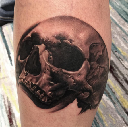 Tattoos - Collaborative Black and Gray Skull Tattoo - 115229
